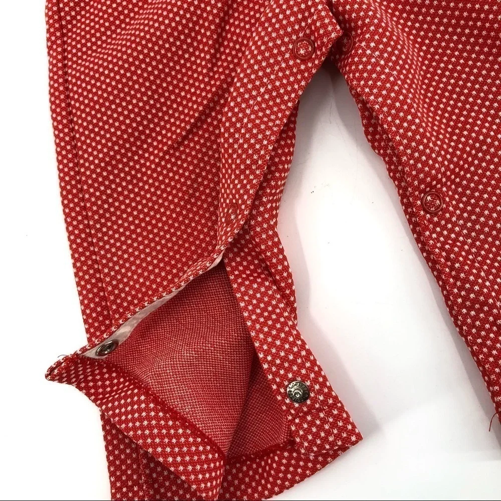 Vintage 1970’s Carter’s Overalls Ruffle Bib Jumper Polka Dot Lace Red 18 Months